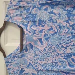 Lilly Pulitzer M Ella scoop neck top Boca Blue Sea What I Sea